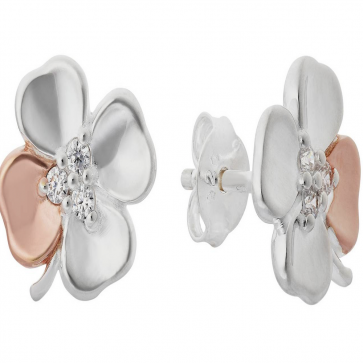 Revere Silver & 9ct Rose Gold Plated Silver CZ Stud Earrings