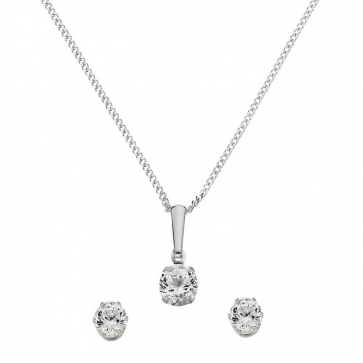 Revere Silver Cubic Zirconia Pendant and Earring Set