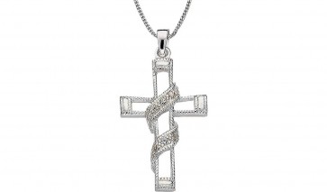 Revere Silver Entwined Cross Pendant 18 Inch Necklace
