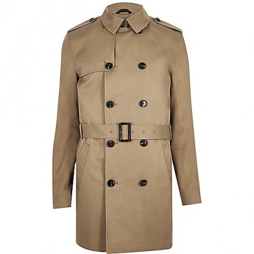 River Island Brown Traditional Water Resistant Mac.