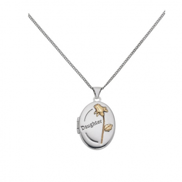 Moon & Back Silver Oval Daughter Locket 18 Inch Necklace
