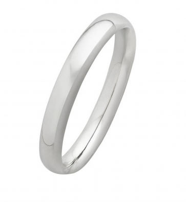 Revere 9ct White Gold D-Shape Wedding Ring - 3mm