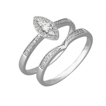 Revere 9ct White Gold 0.25ct tw Diamond Bridal Ring Set