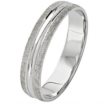 Revere 9ct White Gold Frosted Edge Ring - 4mm