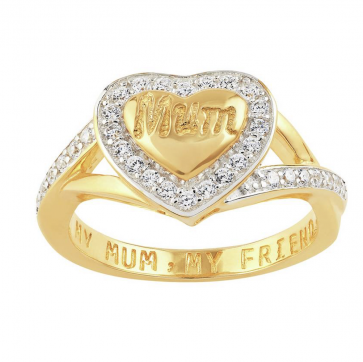 Moon & Back 9ct Gold Plated Silver 'My Mum, My Friend' Ring