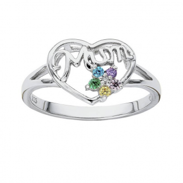Moon & Back Sterling Silver Flower Mum Cubic Zirconia Ring