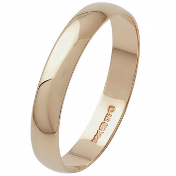 Revere 9ct Yellow Gold D-Shape Wedding Ring - 3mm