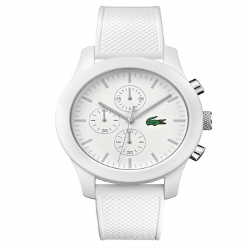 Lacoste 12.12 Men's White Silicone Strap Chronograph Watch