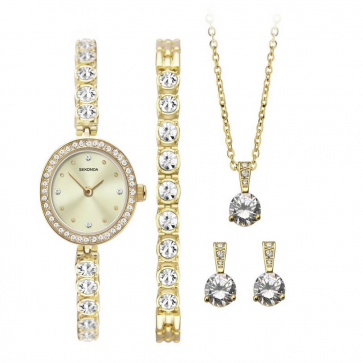 Sekonda Gold Watch, Bracelet, Necklace and Earrings Gift Set