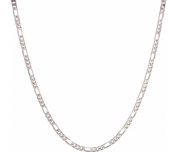 Sterling Silver Solid Diamond Figaro Chain