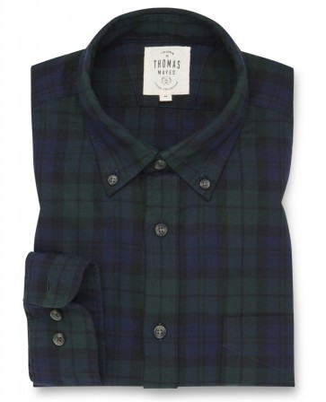 T.M LEWIN Brushed Cotton Check Casual Slim Fit Shirt - Black Green
