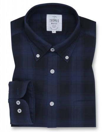 T.M LEWIN Oxford Large Check Casual Slim Fit Shirt - Blue Navy.
