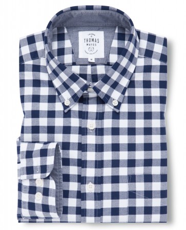 T.M LEWIN Gingham Oxford Casual Regular Fit Shirt - Blue Navy.