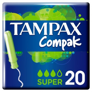Tampax Compak Applicator Super Tampons 20 Pack.