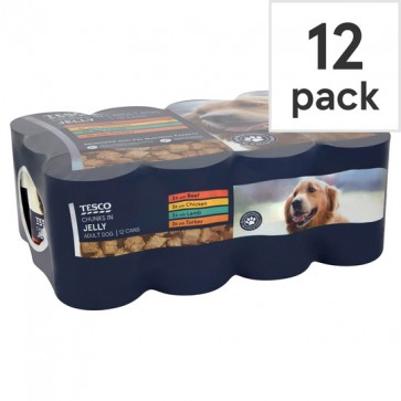 Tesco Chunks In Jelly Tinned Dog Food 12X400g