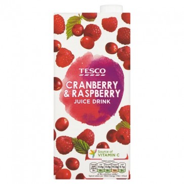 Tesco Cranberry And Raspberry Juice Drink 1 Litre.