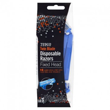 Tesco Fixed Head Twin Blade Disposable Rzrs 10'S
