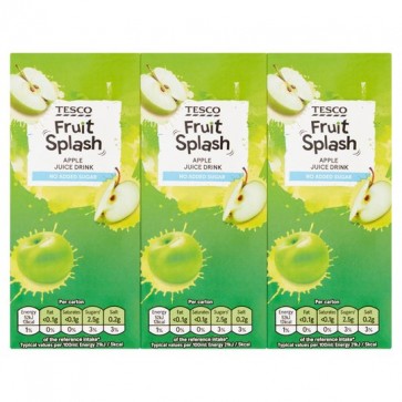 Tesco Fruit Splash Apple Juice Drink No Added Sugar 3X250ml