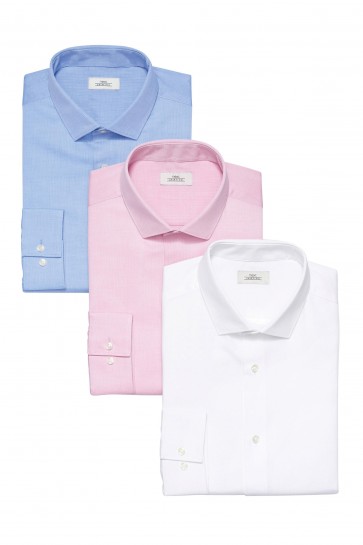 Next White, Blue And Pink Textured Shirts Three Pack.