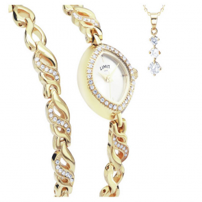 Limit Ladies' Gold Coloured Watch, Pendant and Bracelet Set