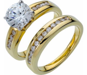 Revere 18ct Gold Plated Silver 2.00ct Look CZ Ring Set