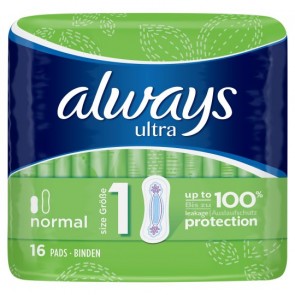 Always Ultra Normal Wing Sanitary Towels 16 Pack.