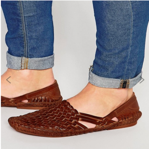 ASOS Woven Sandals in Leather - Tan.