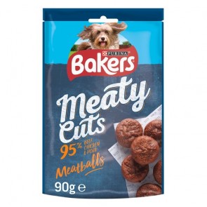 Bakers Meaty Cuts Meatballs Dog Treats 90G