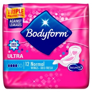 Bodyform Ultra Scented Normal Wing Sanitary Towels 12 Pack.