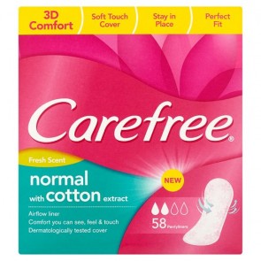 Carefree Panty Liners Breathable Fresh 58 Pack.