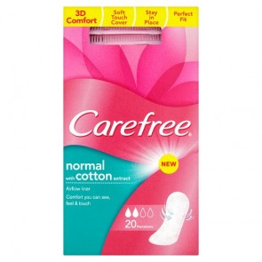Carefree Panty Liners Unscented 20 Pack.