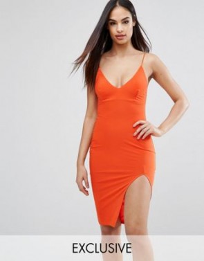 Club L Midi Cami Dress with Split - Orange.