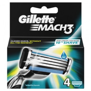 Gillette Mach 3 Razor Blades Refill 4 Pack.