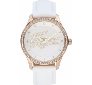 Lacoste Ladies White Leather Strap Watch