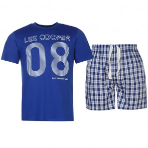 Lee Cooper T Shirt and Shorts Pyjama Set Mens - Blue.