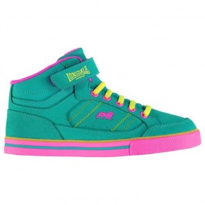 Lonsdale Canons Children's Hi Top Trainers - Teal/Pink.