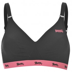 Lonsdale Sports Bra Ladies - Black/Fluo Pink.