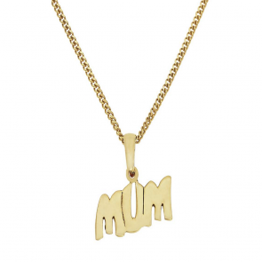 Moon & Back Gold Plated Silver 'Mum' Pendant 16in Necklace