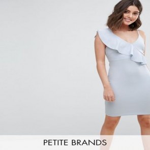 New Look Petite Frill Bodycon Dress - Pale blue.