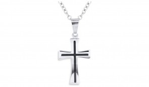 Revere Men's Stainless Steel Black Cross Pendant