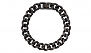 Revere Men's Stainless Steel Black Curb Bracelet