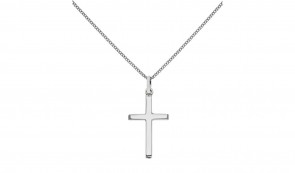 Revere Sterling Silver Plain Cross Pendant 18 Inch Necklace