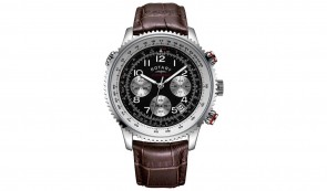 Rotary Men's Brown Leather Strap Chronograph Watch