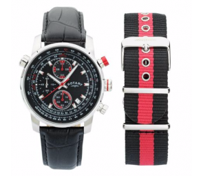 Rotary Men's Interchangeable Leather Strap Chronograph Watch