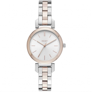 DKNY Silver Dial Ladies Two Tone Strap Watch