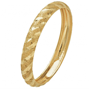 Revere 9ct Yellow Gold Diamond Cut Satin Wedding Ring - 3mm
