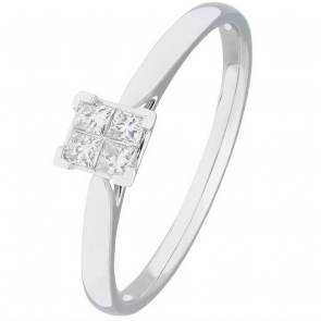 Revere 9ct White Gold 0.15ct tw Princess Cut Diamond Ring