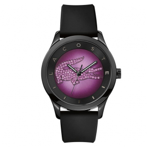 Lacoste Ladies' Valencia Black and Purple Dial Strap Watch