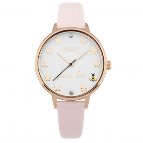 Identity London Ladies Pink Faux Leather Strap Watch