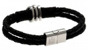Stainless Steel and Leather Newcastle Utd Bracelet